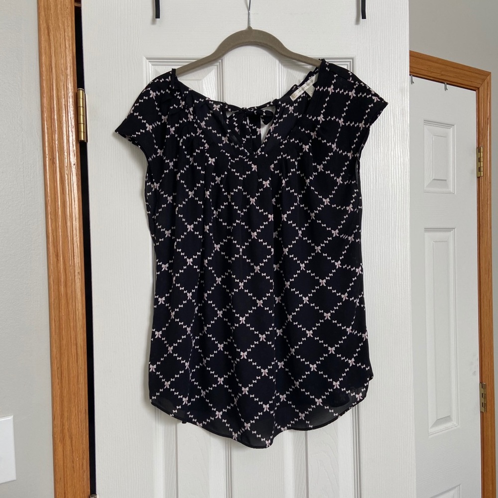LC Lauren Conrad Black Flowy Top with Bow
